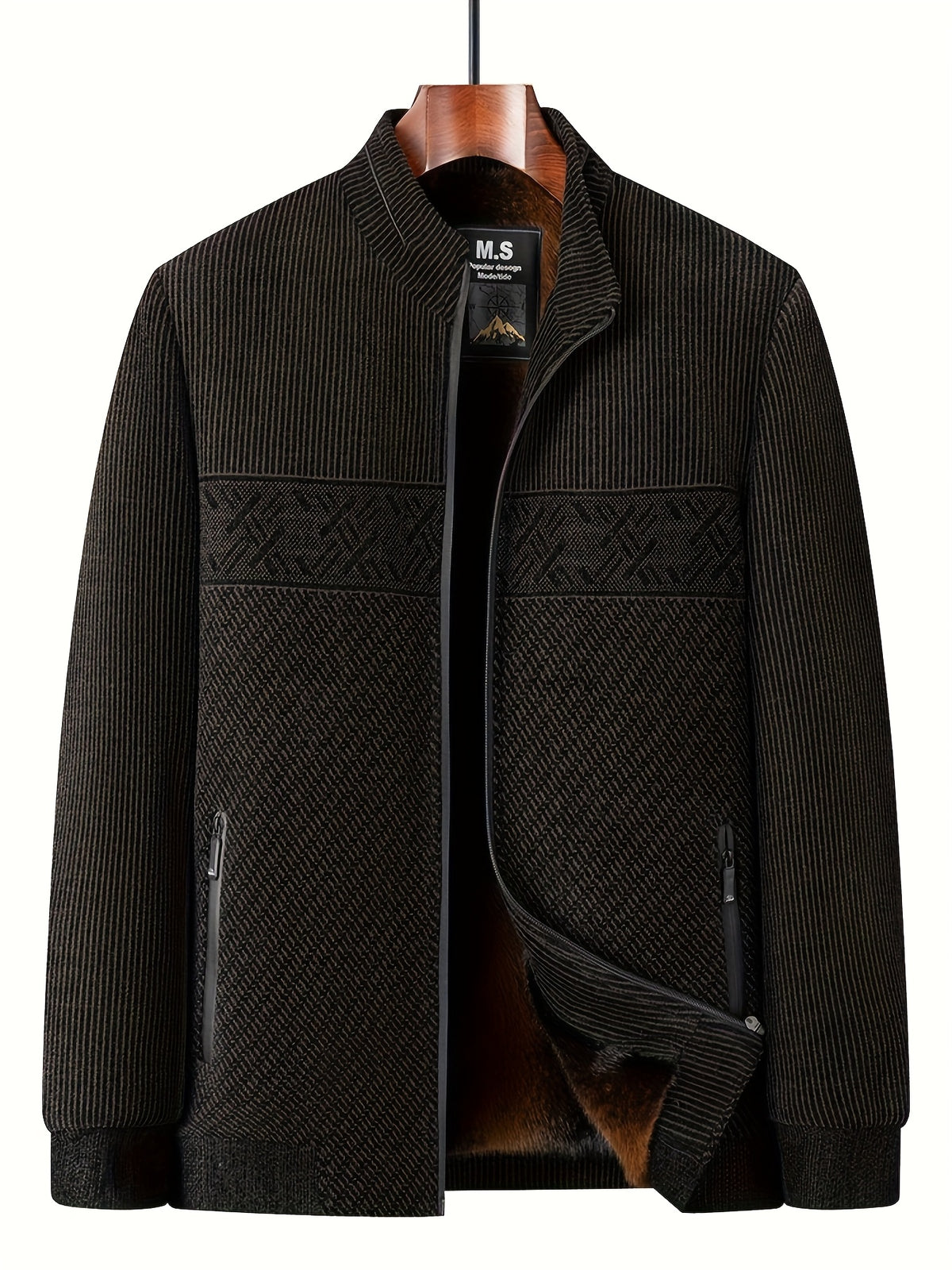 Veste matelassée pour homme, polaire, à col montant