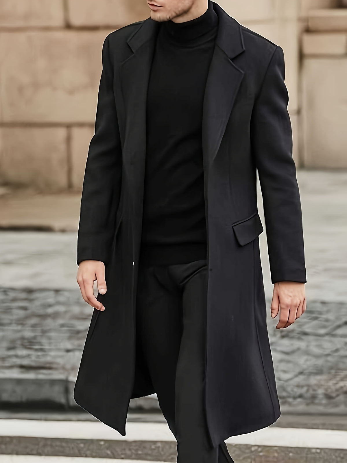 Trench pour homme, coupe-vent, à revers