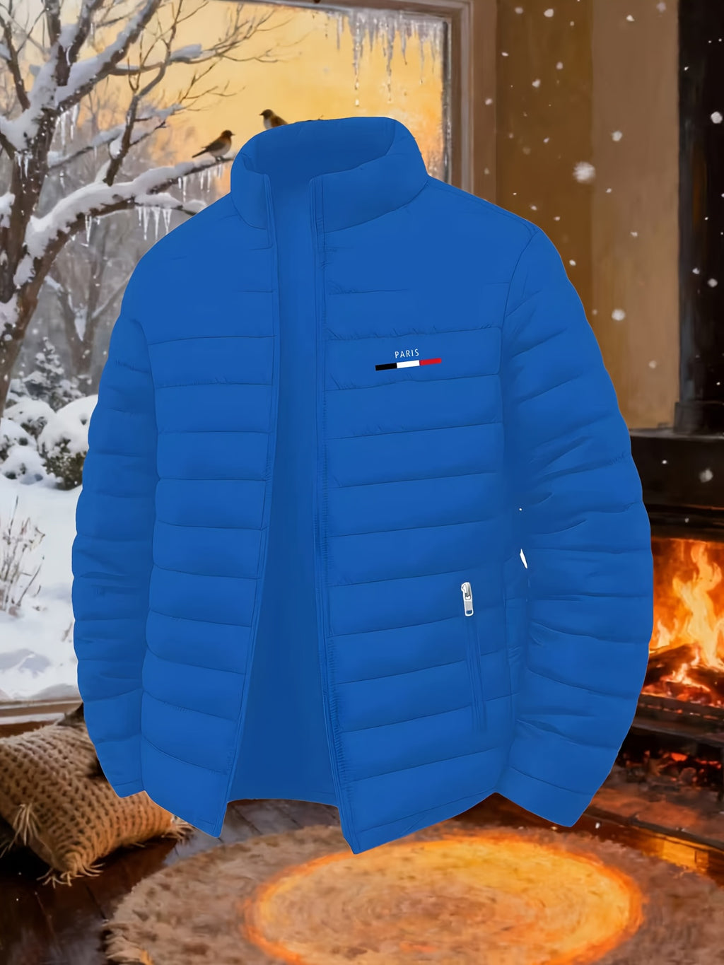 Veste matelassée pour homme, à col montant, bleu ciel