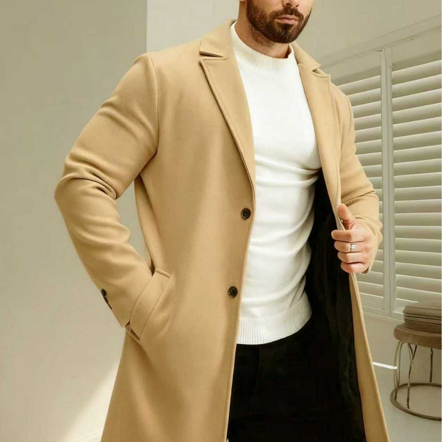 Manteau pour homme, à revers, gris clair long, vue 4