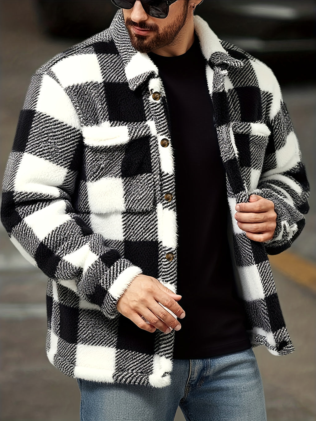 Veste long pour homme, polaire, à revers, kaki