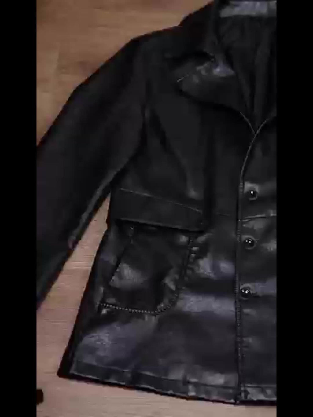 Manteau Homme Mi-Long Boutonné à Revers, Veste Rétro Facile et Décontractée en PU, photo 14