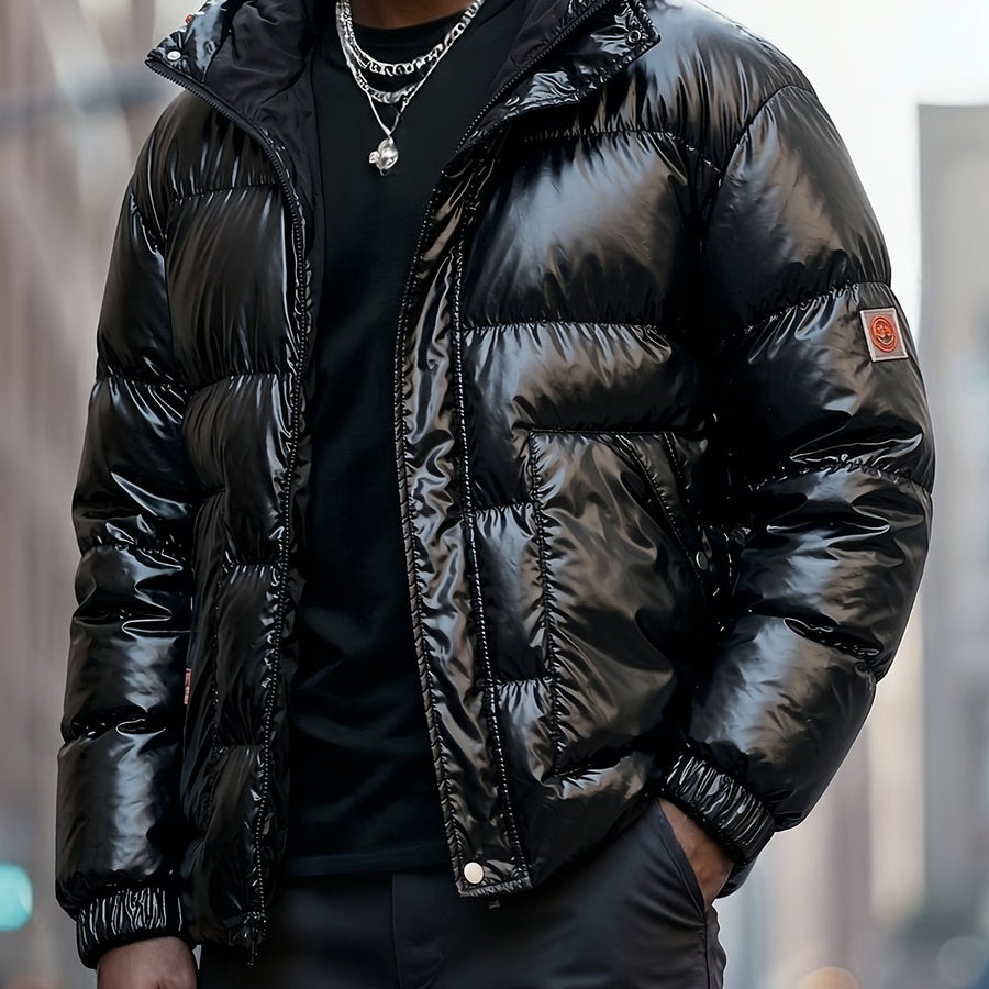 Manteau matelassé, à capuche, modele 2, coloris noir, détail