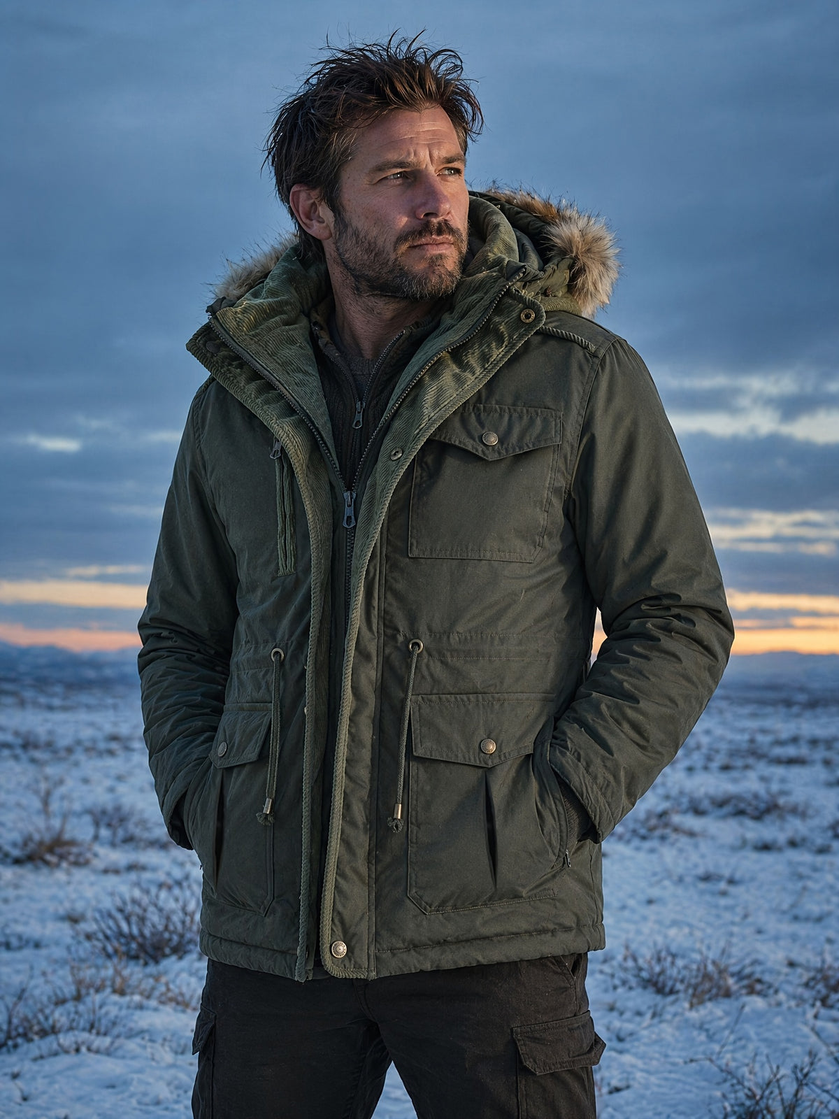 Parka mi-long pour homme, à capuche