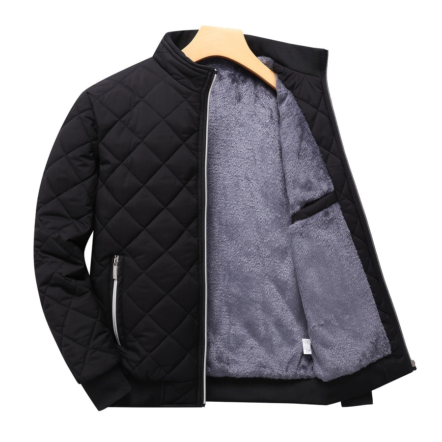 Manteau matelassé, à col montant, gris