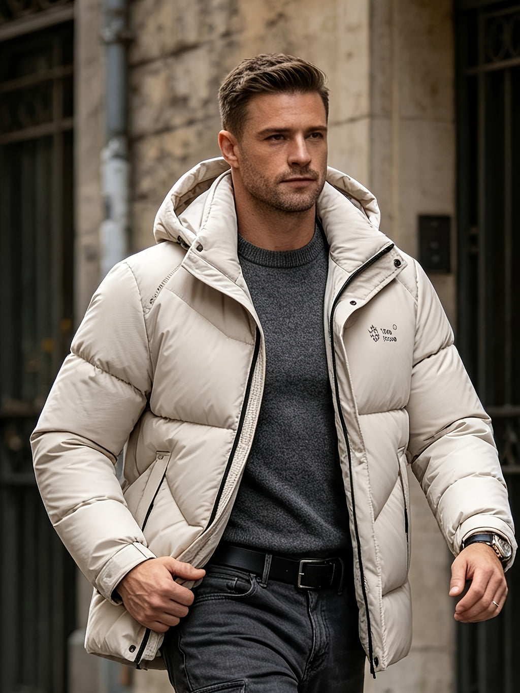 Veste matelassée pour homme, coupe-vent, à capuche