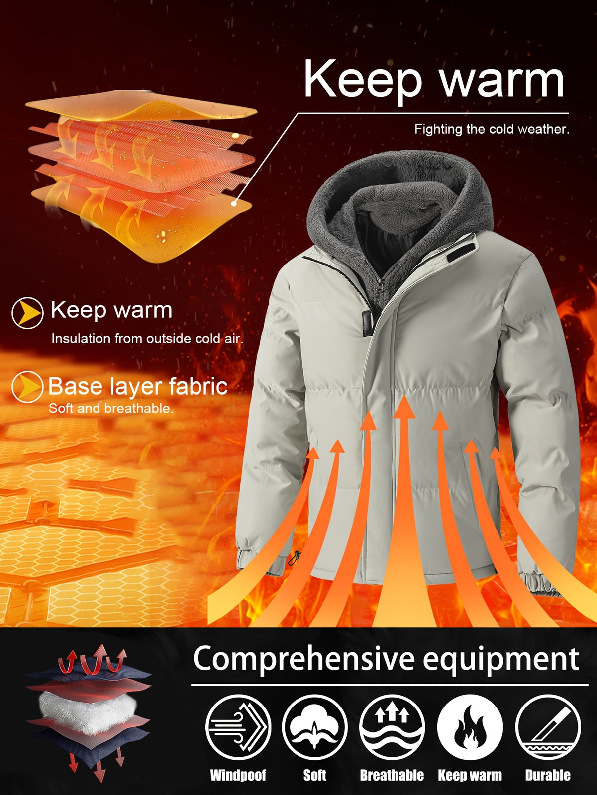 Veste matelassée pour homme, coupe-vent, à capuche, blanc