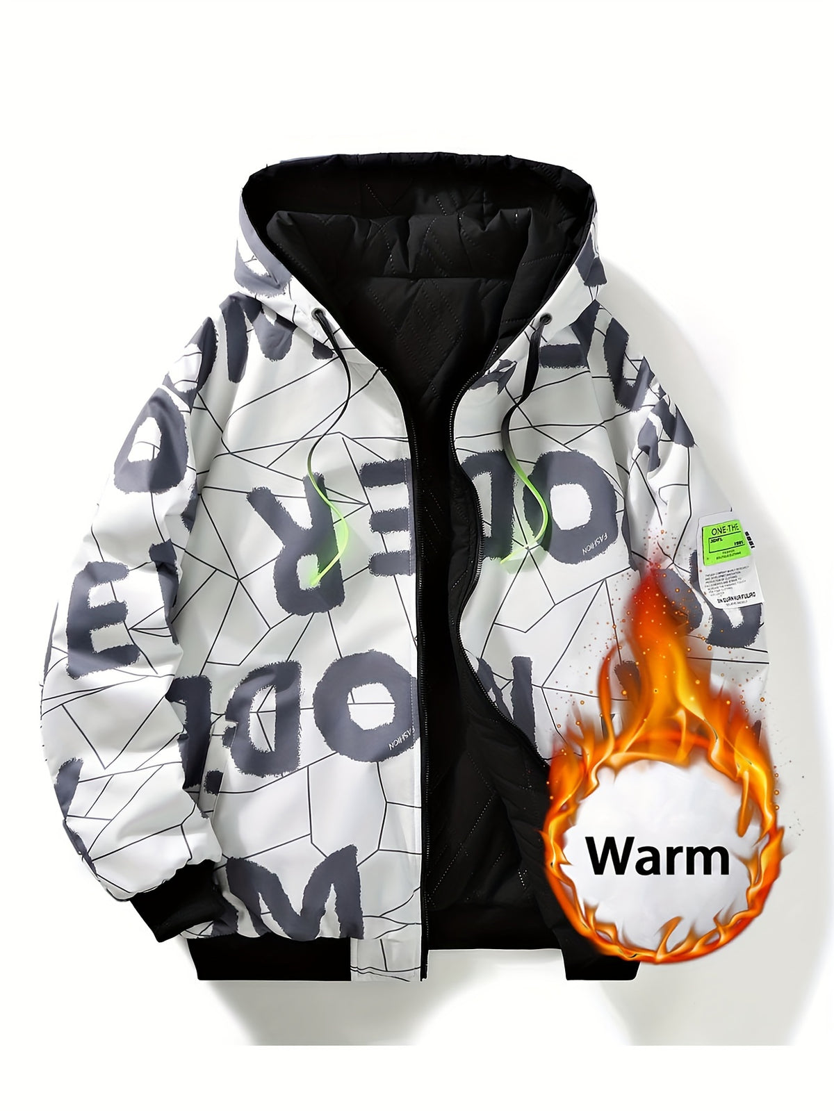 Veste matelassée pour homme, réversible, à capuche, noir