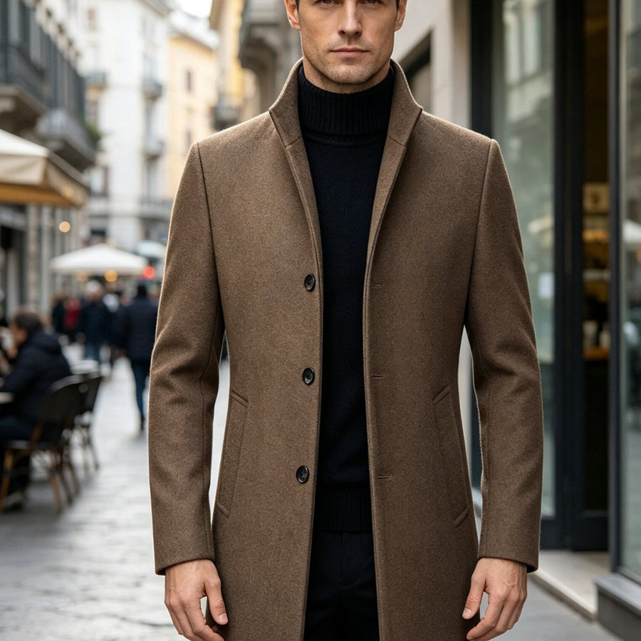 Manteau en laine, 40 % laine, coupe-vent, coloris chameau