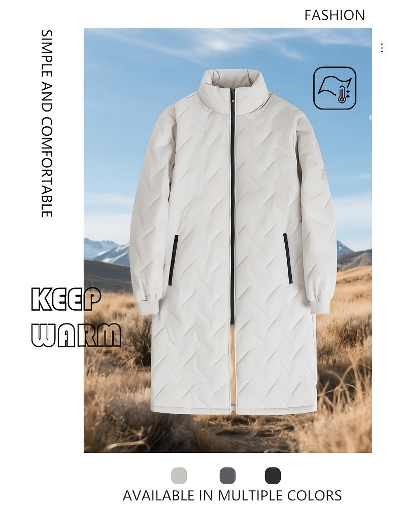 Veste long pour homme, à col montant, noir