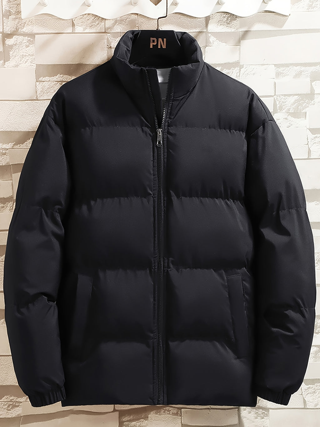 Veste pour homme, à col montant, noir