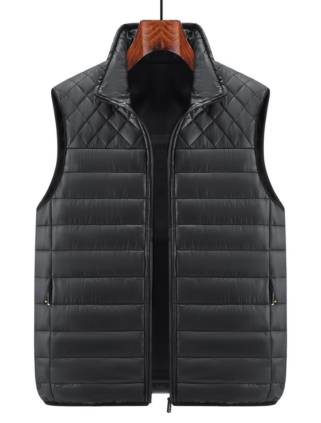 Gilet Homme Couleur Unie Col Montant, Cardigan Léger Sans Manches Automne Hiver, Veste Matelassée Décontractée pour les Trajets Quotidiens, Adaptable à Toute Occasion, photo 6