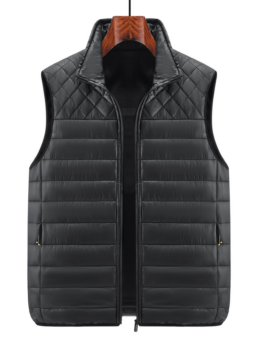 Gilet Homme Couleur Unie Col Montant, Cardigan Léger Sans Manches Automne Hiver, Veste Matelassée Décontractée pour les Trajets Quotidiens, Adaptable à Toute Occasion, photo 6