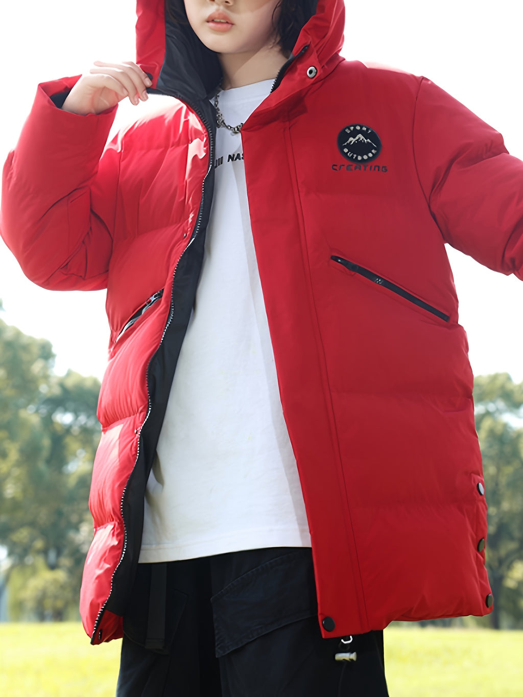 Veste long pour homme, à capuche, beige