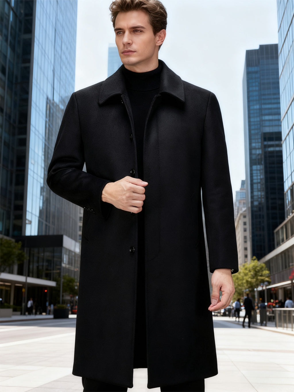 Manteau en laine pour homme, 65 % laine, coupe-vent