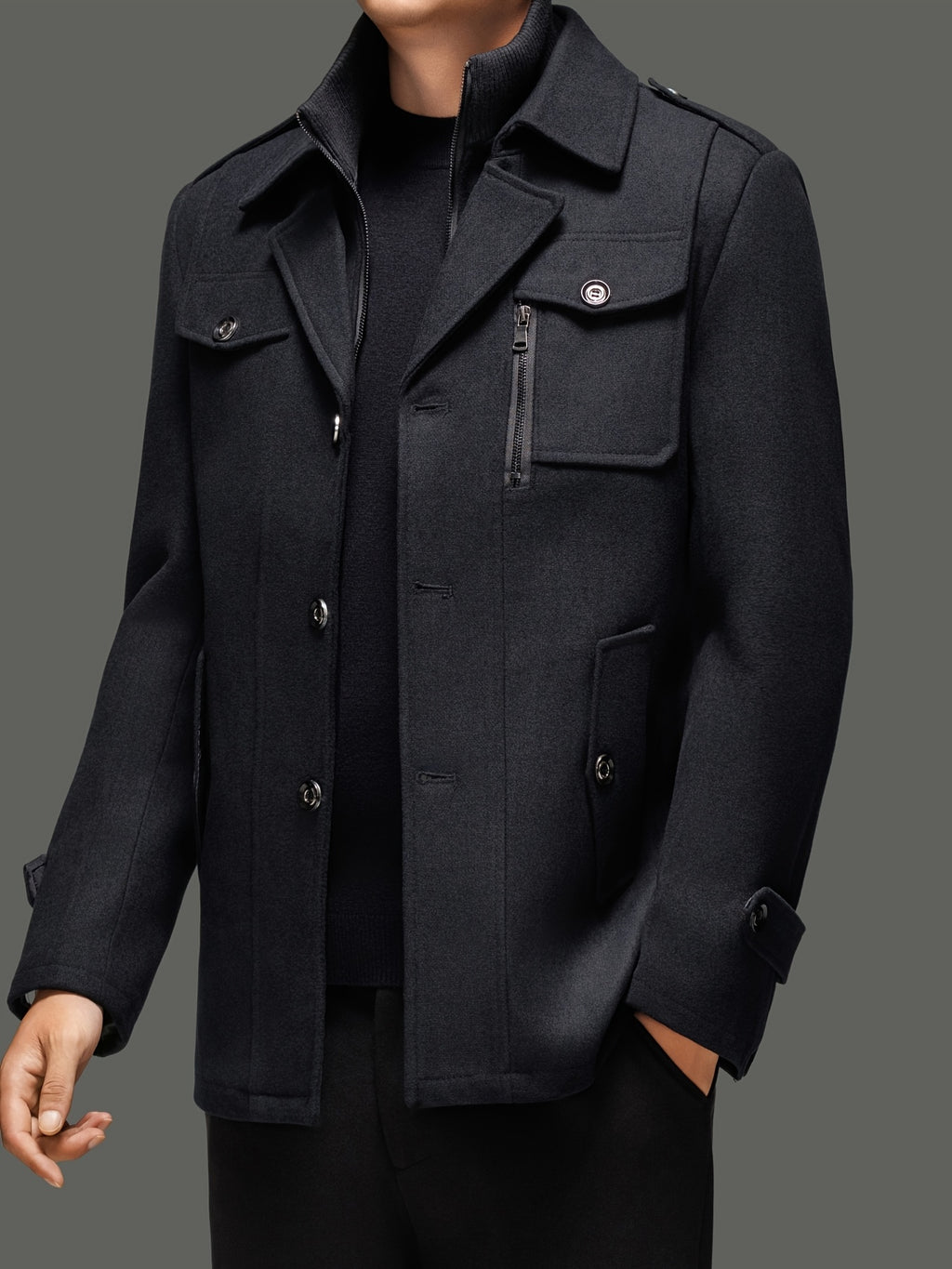 Manteau en laine, 30 % laine, à revers, orange, photo 18
