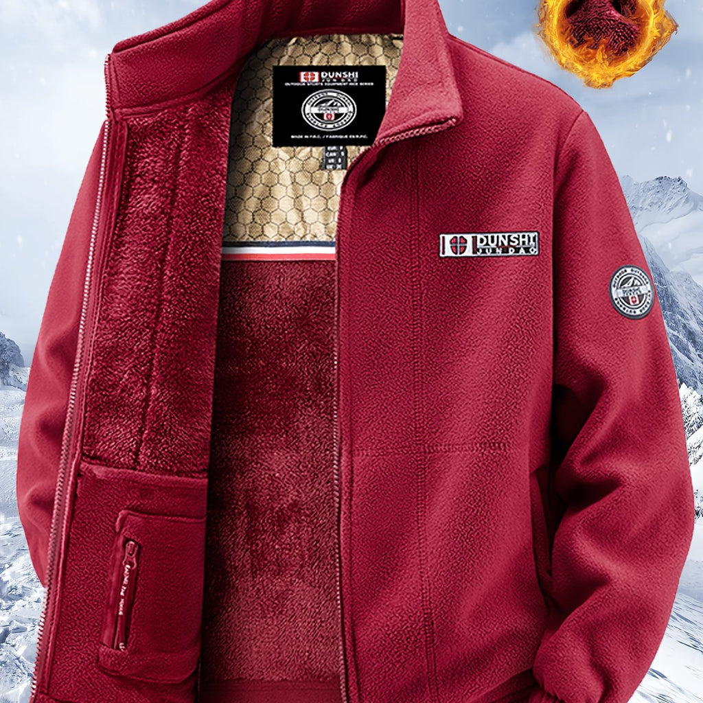 Veste, polaire, à col montant, rouge, coloris rouge, détail