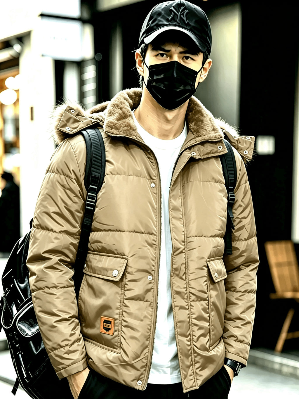 Manteau pour homme, grandes tailles, à capuche, olive