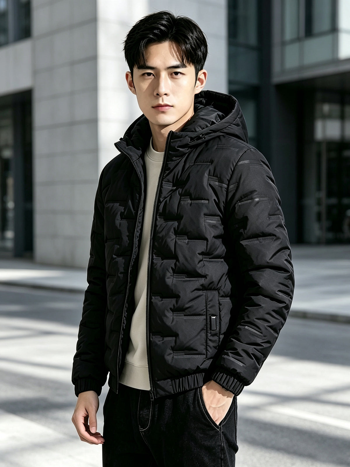 Manteau matelassé pour homme, imperméable, à capuche