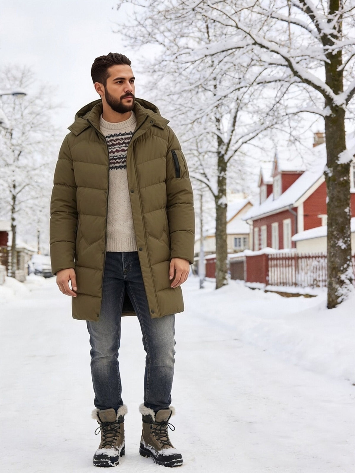 Manteau matelassé pour homme, capuche amovible