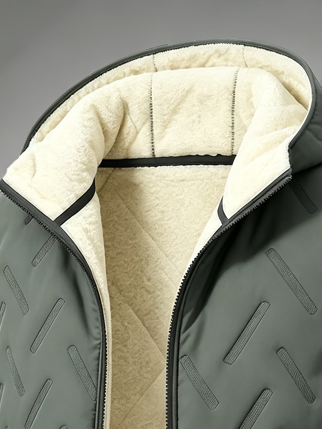 Veste, polaire, à col montant, marron foncé, photo 7