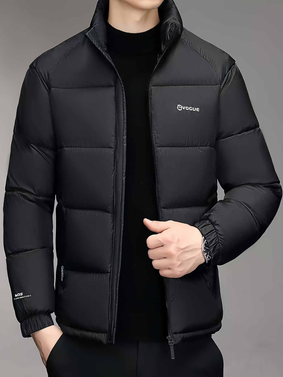 Manteau pour homme, à col montant, kaki