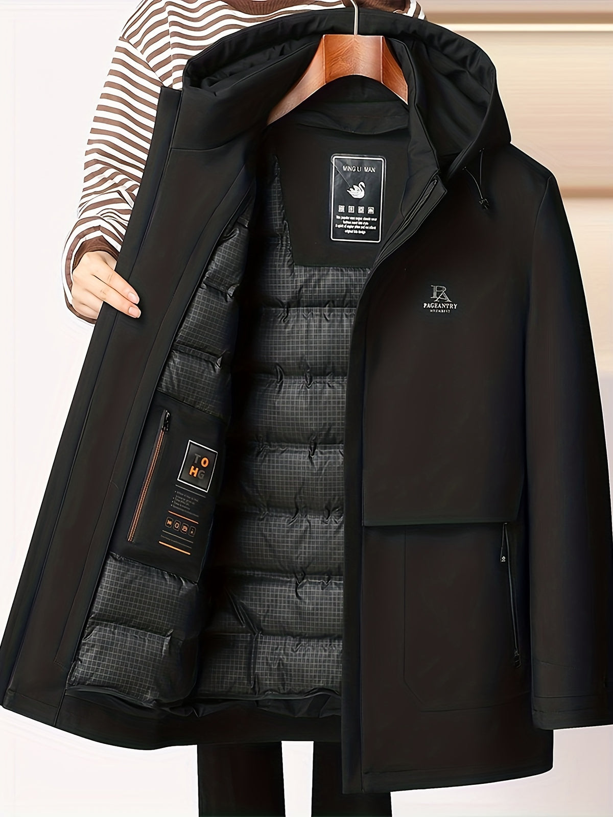 Veste long pour homme, à capuche, crevette verte