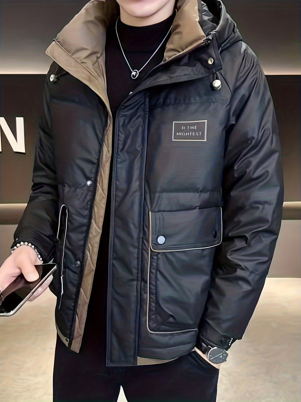 Manteau pour homme, à col montant, col montant