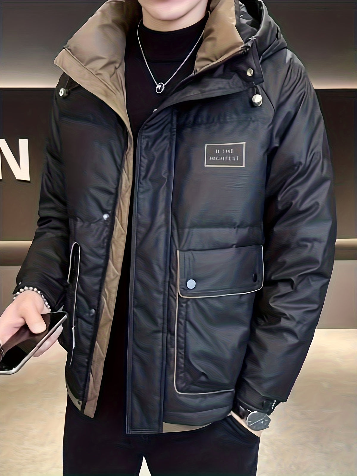 Manteau pour homme, à col montant, col montant