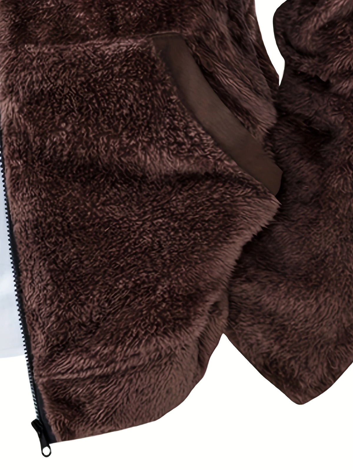 Veste pour homme, polaire, à capuche, brun jaunâtre