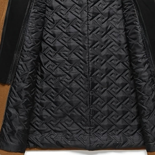 Manteau trench en velours pour homme, 30 % laine, capuche amovible