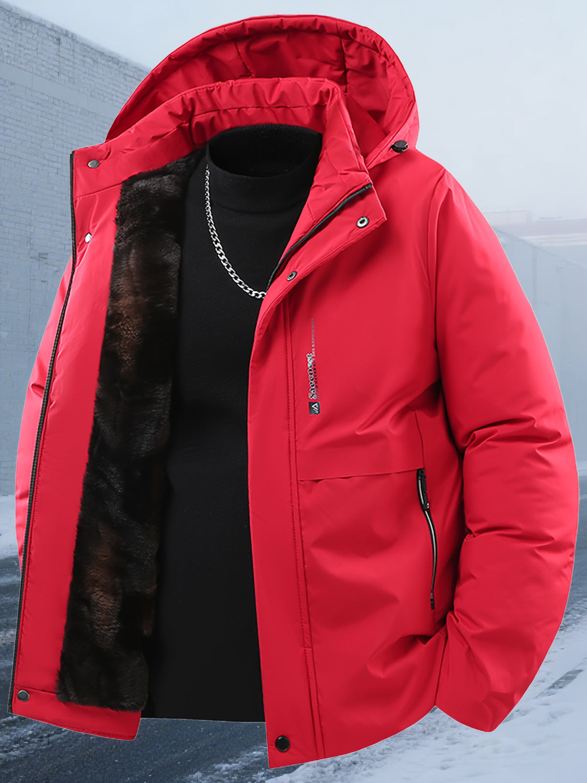 Parka matelassée pour homme, capuche amovible