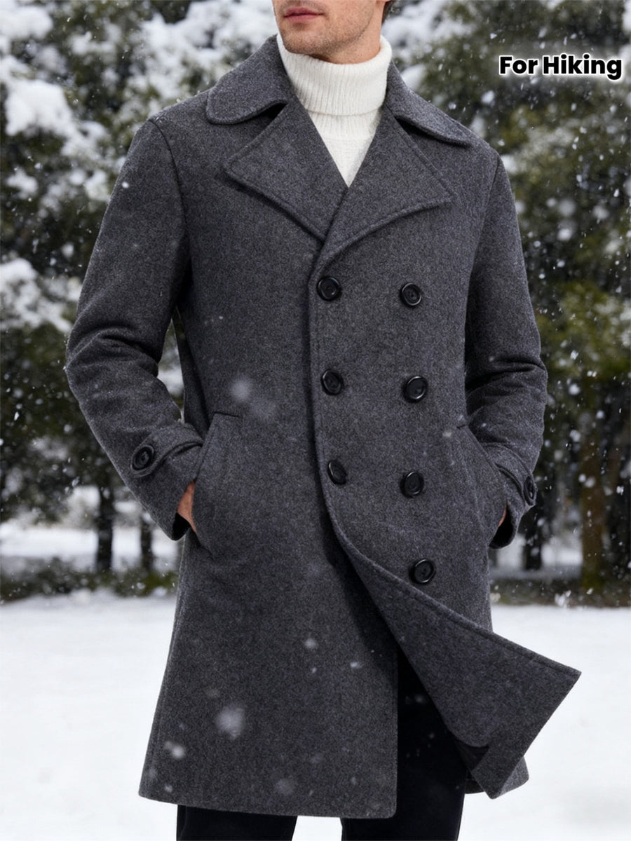 Manteau long, tweed, à revers, boutonnage, détail du vêtement