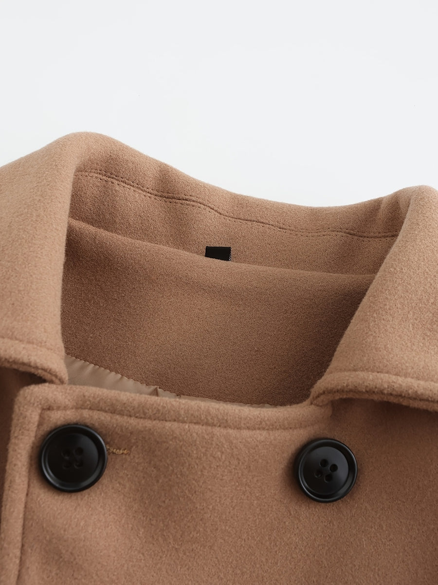 Trench long, tweed, à revers, détail du vêtement
