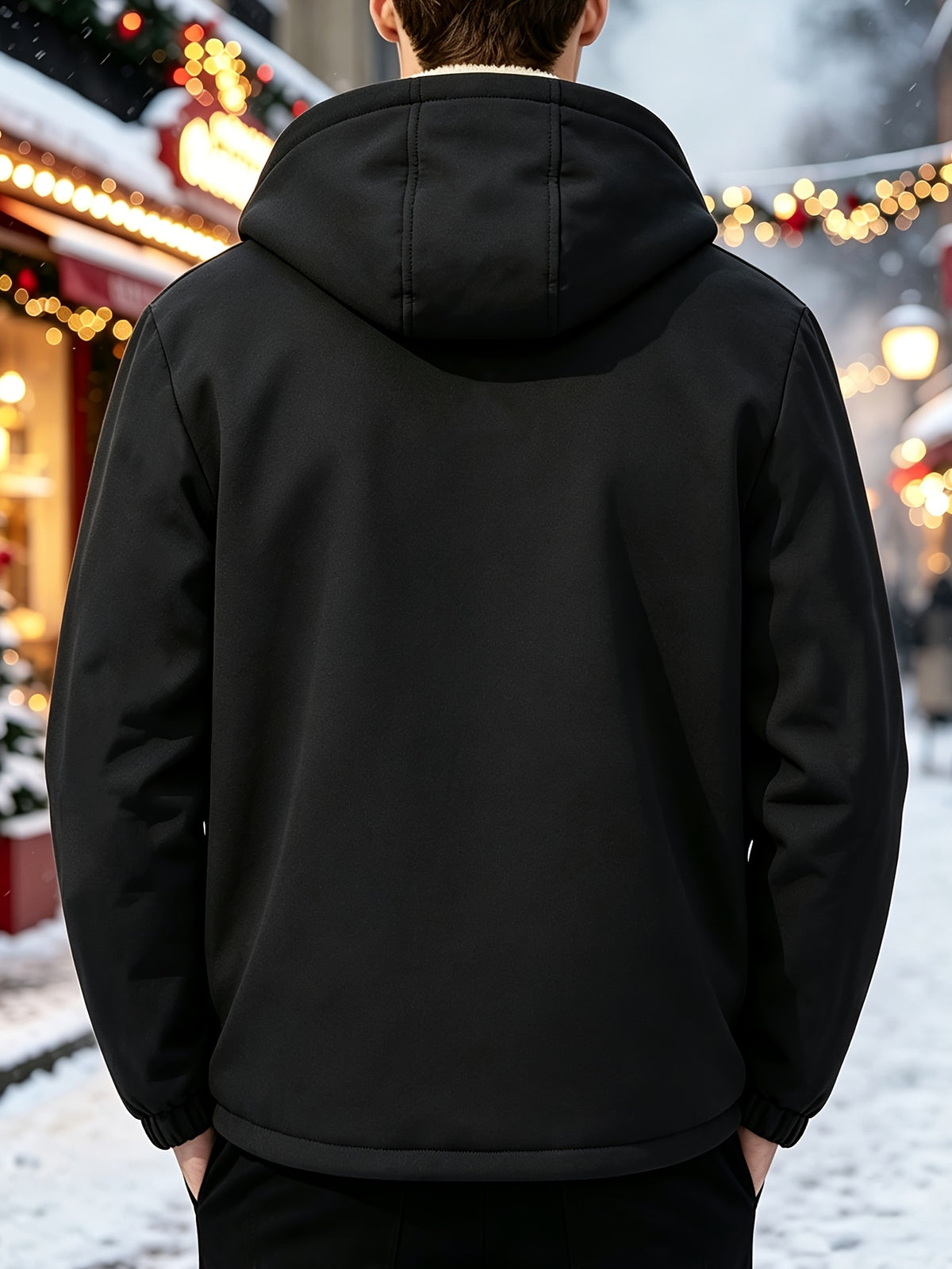 Manteau long pour homme, polaire, à capuche