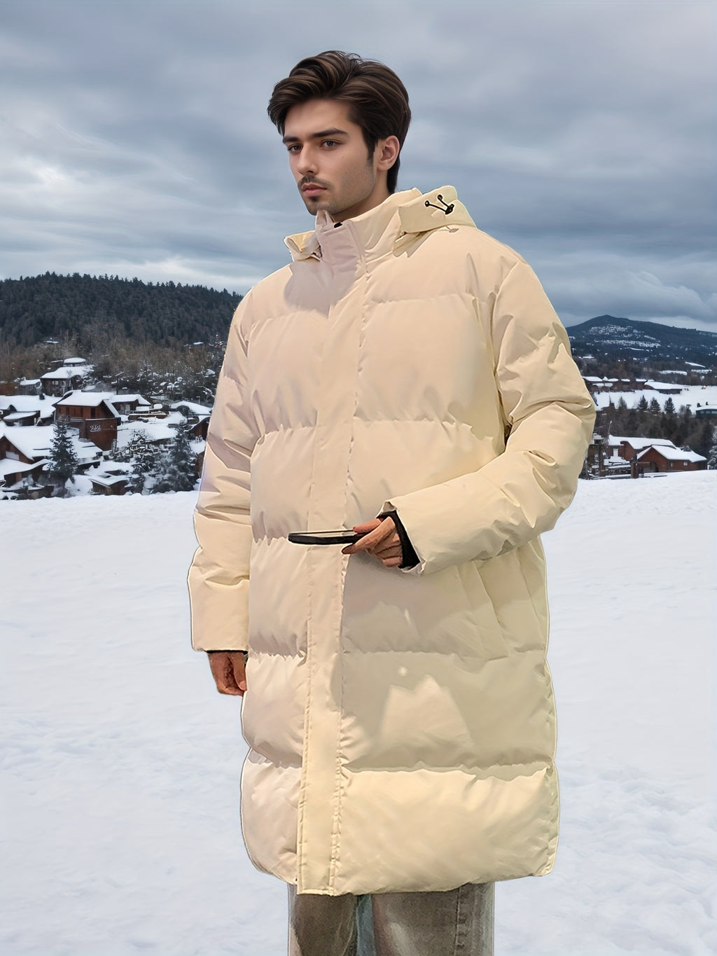 Manteau matelassé pour homme, coupe-vent, à capuche, gris