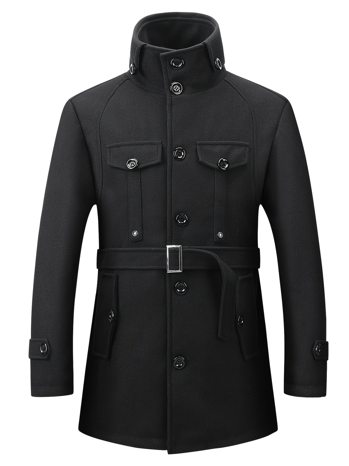 Veste long pour homme, à col montant, gris
