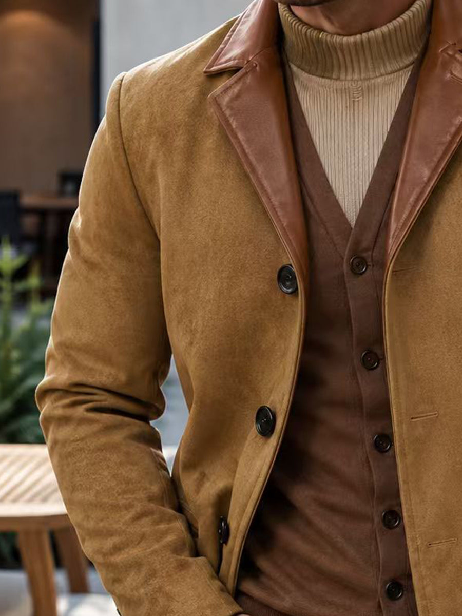 Manteau, tweed, à revers, bleu, photo 14