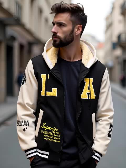 Veste pour homme, à capuche, jaune