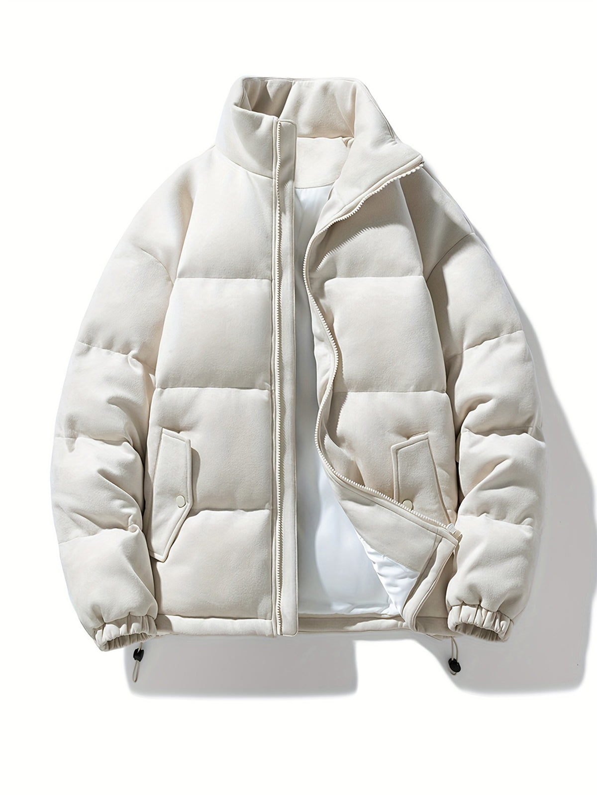 Veste pour homme, à col montant, noir brillant