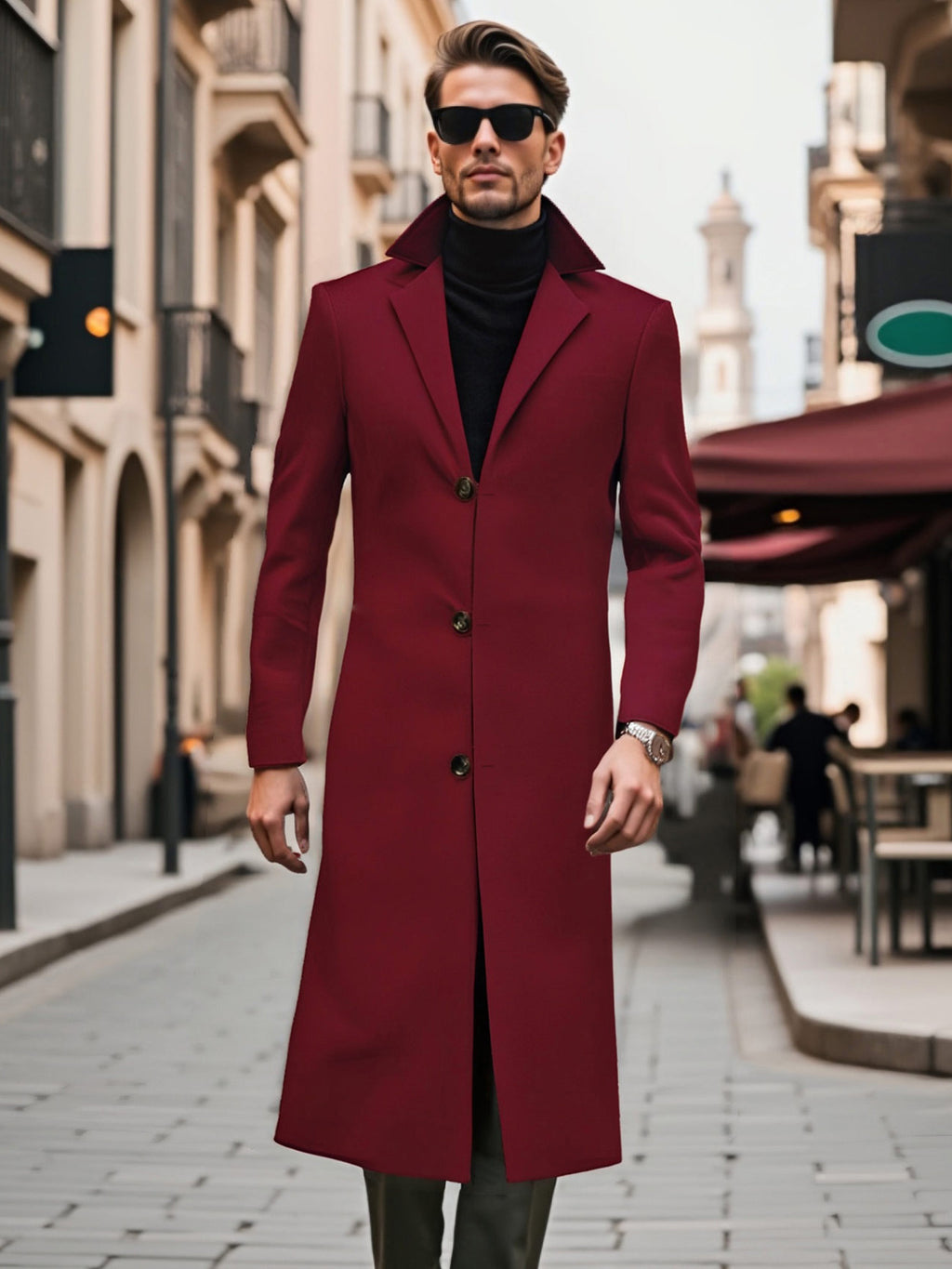 Trench long pour homme, à revers
