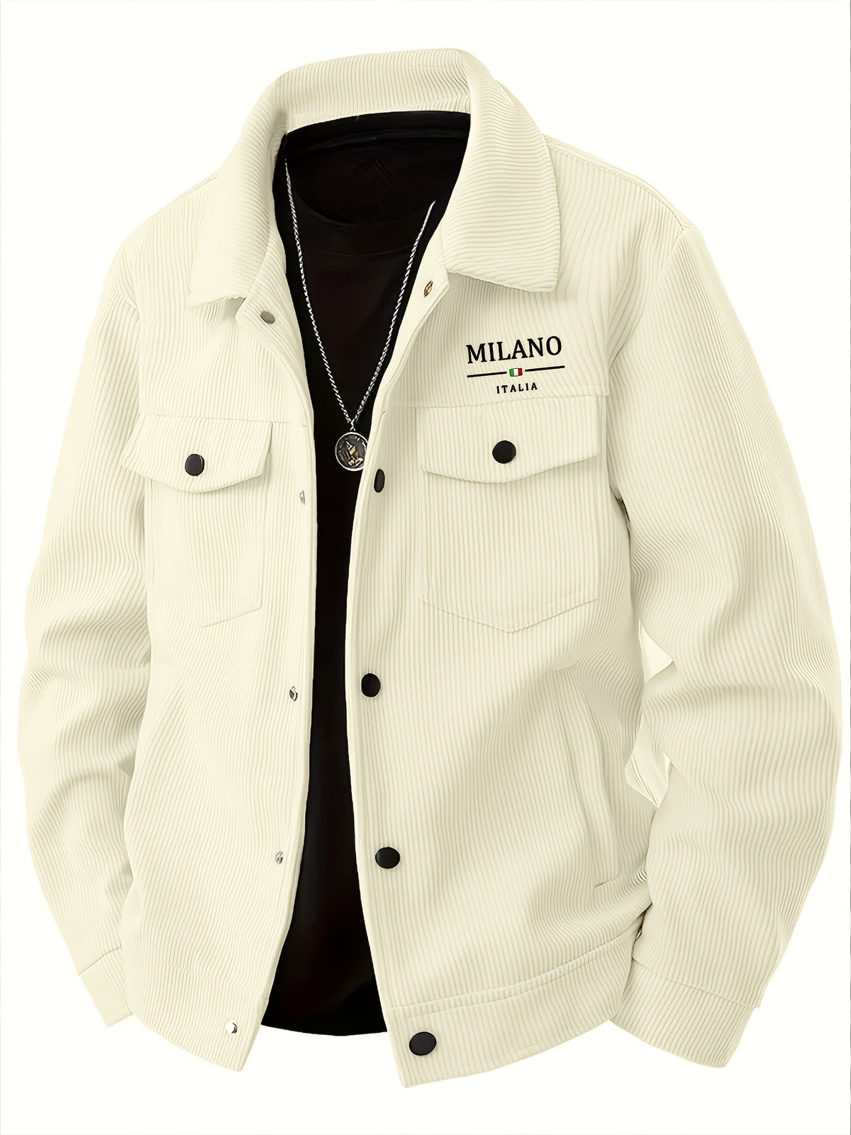 Veste pour homme, velours côtelé, à revers, kaki