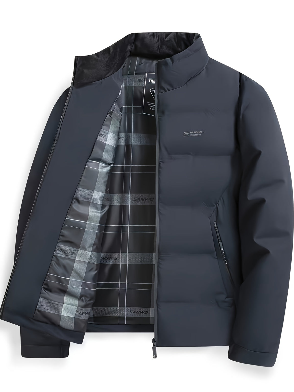Veste pour homme, à col montant, bleu marine