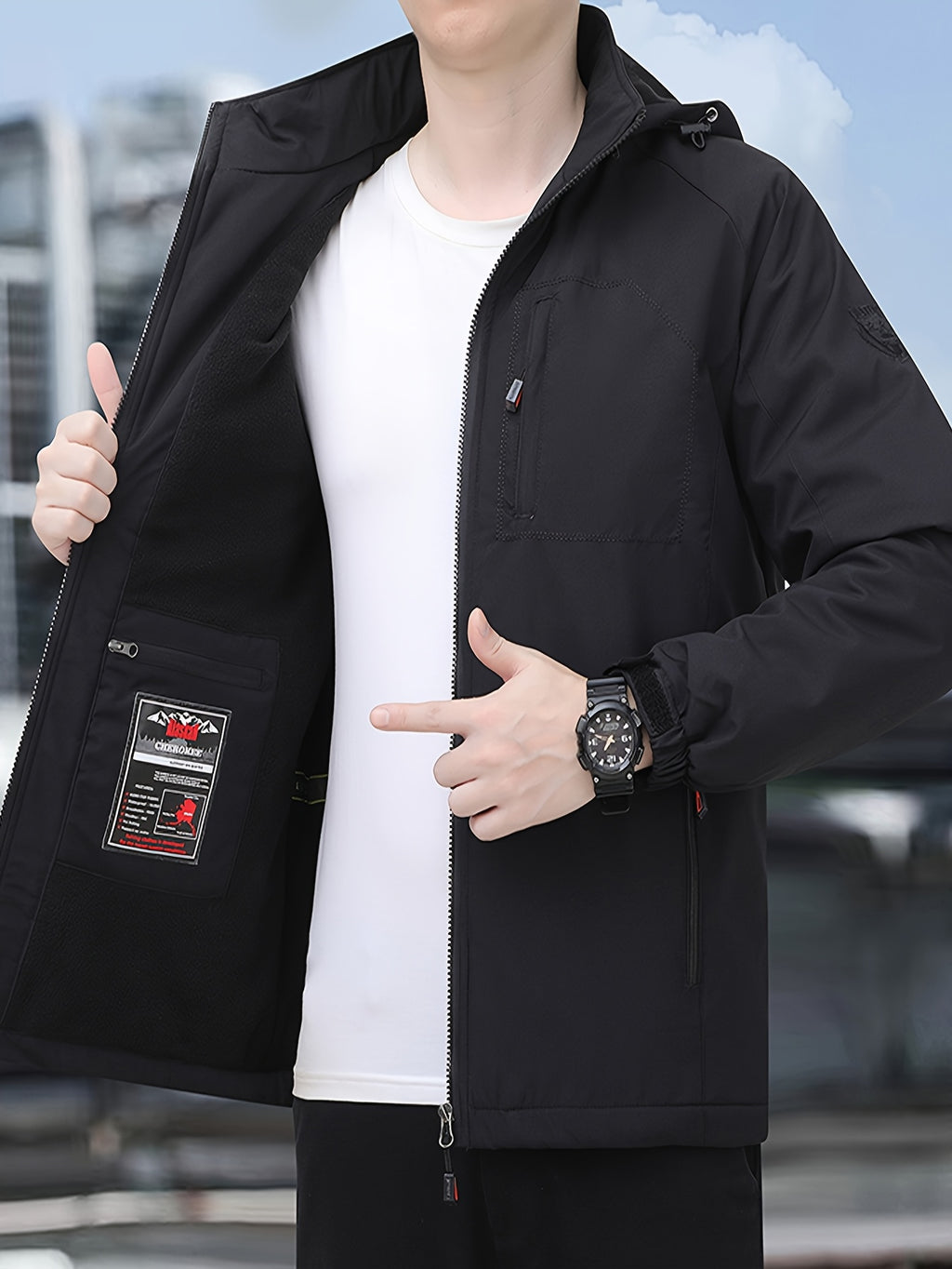 Veste matelassée pour homme, à capuche, bleu