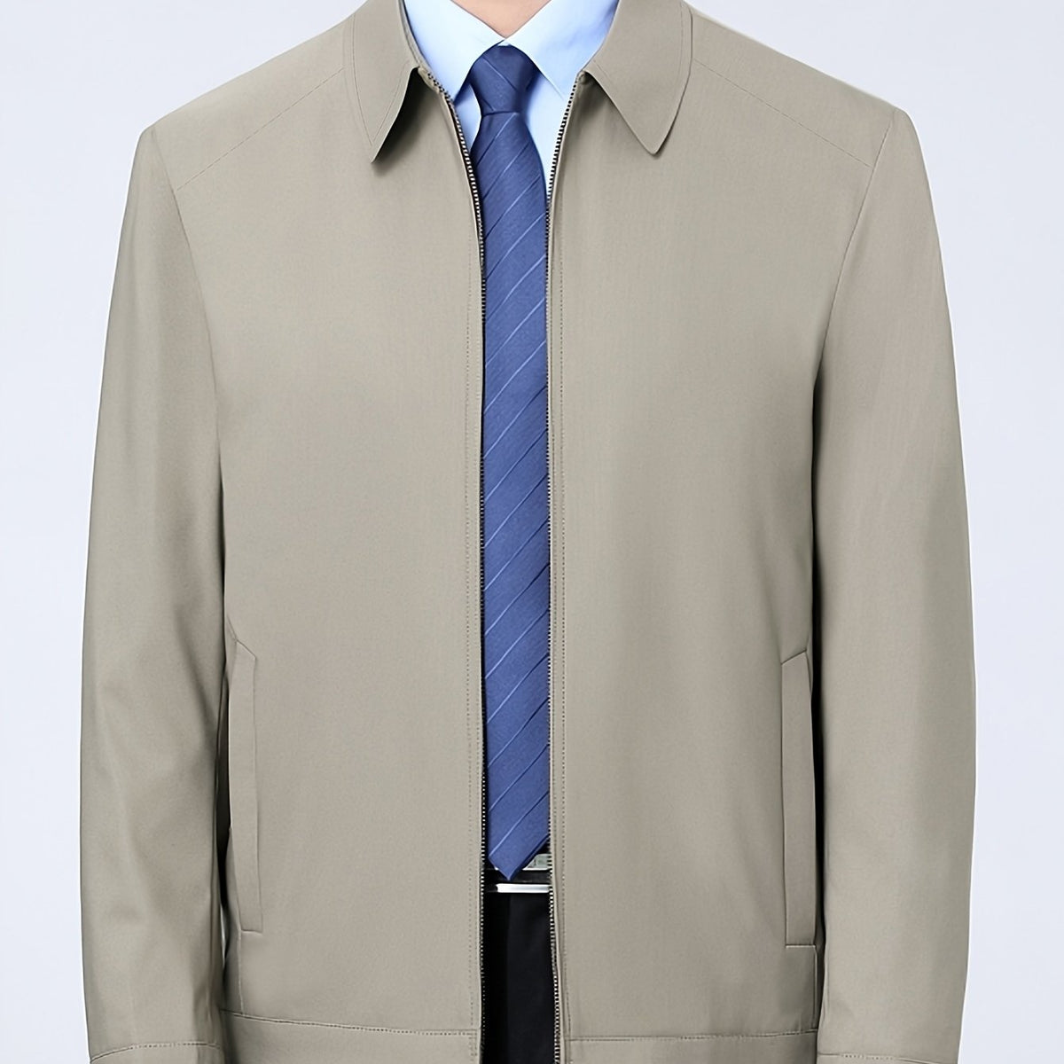 Veste, à revers, gris, coloris kaki Image