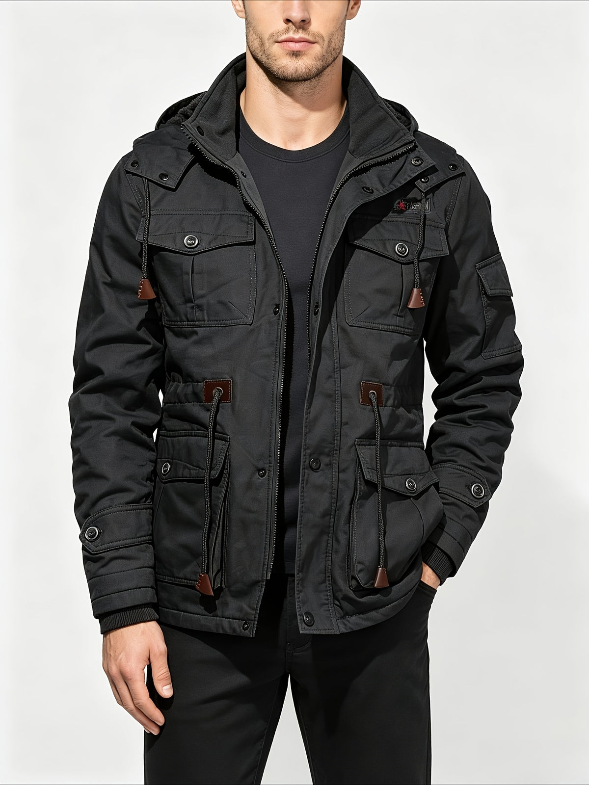Veste pour homme, à revers, noir