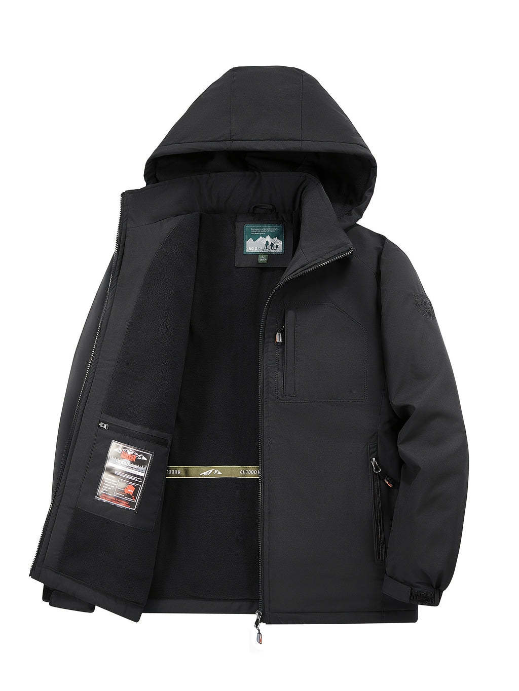 Veste pour homme, polaire, à capuche, kaki
