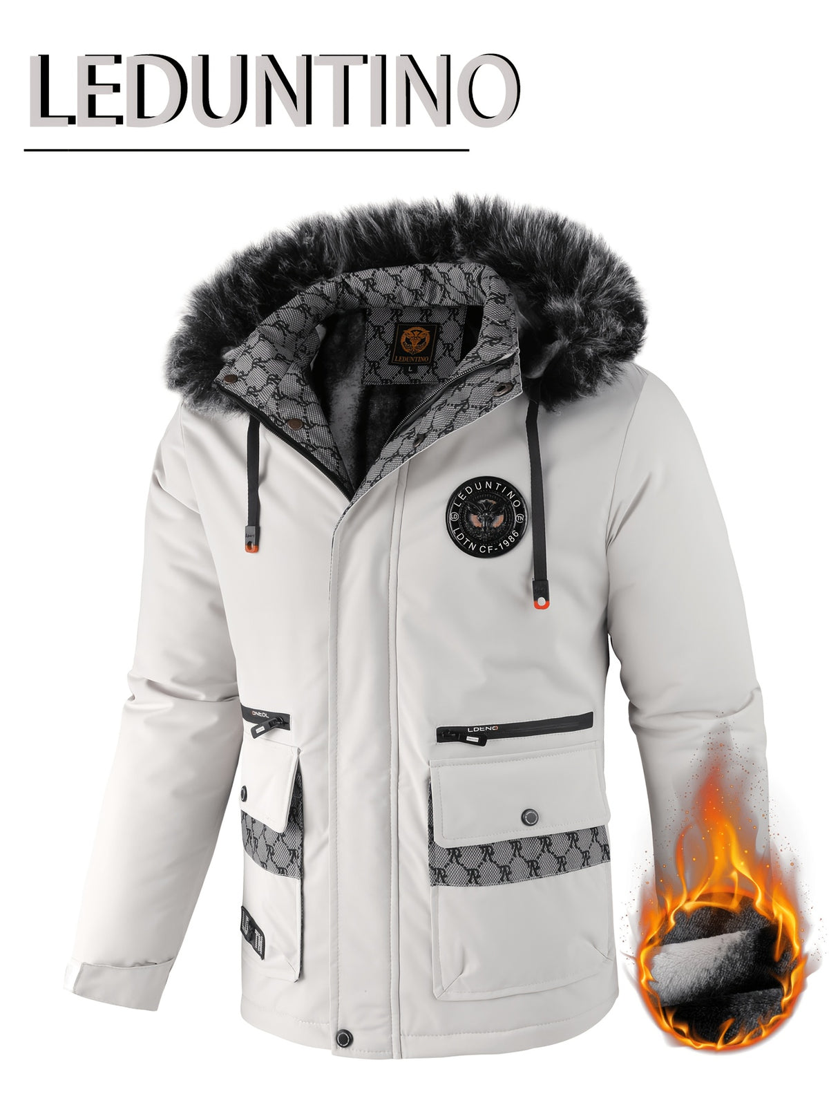 Veste pour homme, capuche amovible, col montant