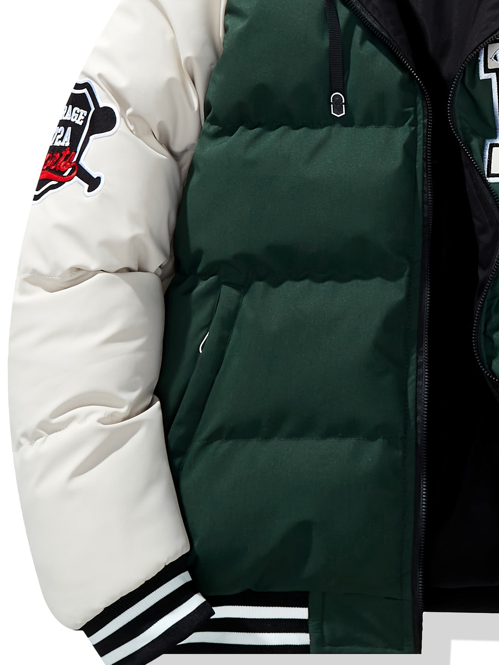 Manteau matelassé pour homme, coupe-vent, à capuche, vert