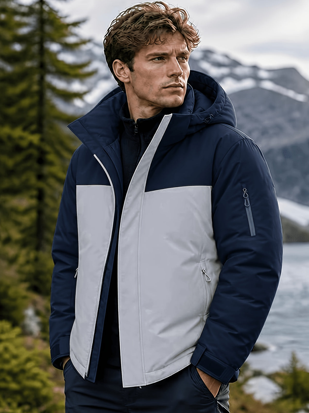 Veste pour homme, à capuche, gris de yinchuan